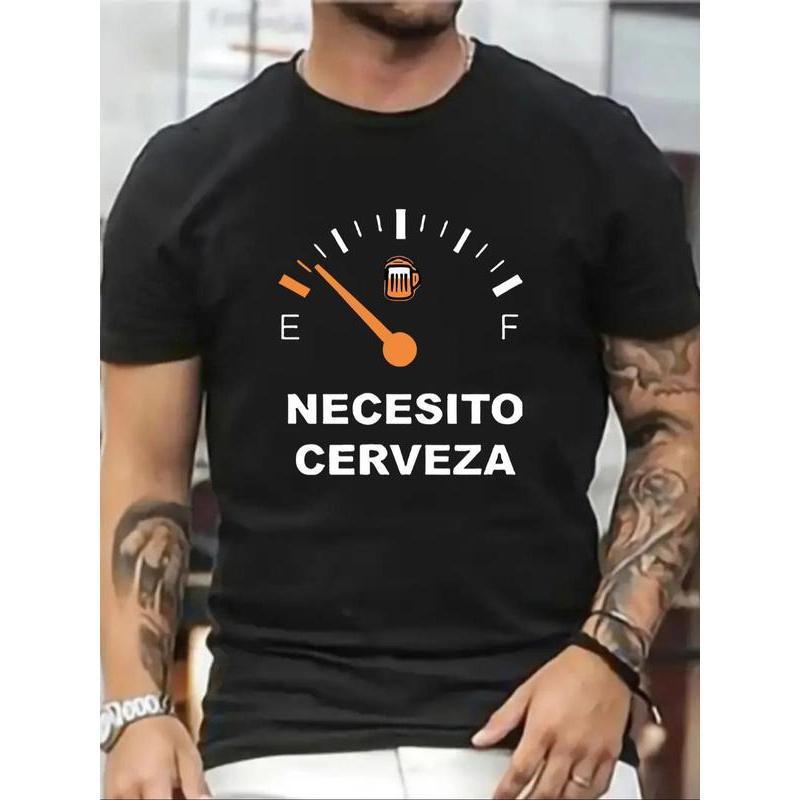Men's Regular Fit Letter Graphic Round Neck Tee, Casual product image 1