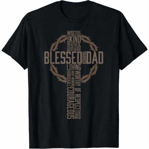 100% Cotton Father's Day Gift for Dad Husband Blessed product image 1