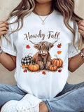 100% Cotton Thanksgiving Graphic Women T Shirt Howdy Fall product image 1