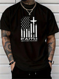 Men's Clothing Faith Flag Printed Black Tshirt, Graphic product image 1