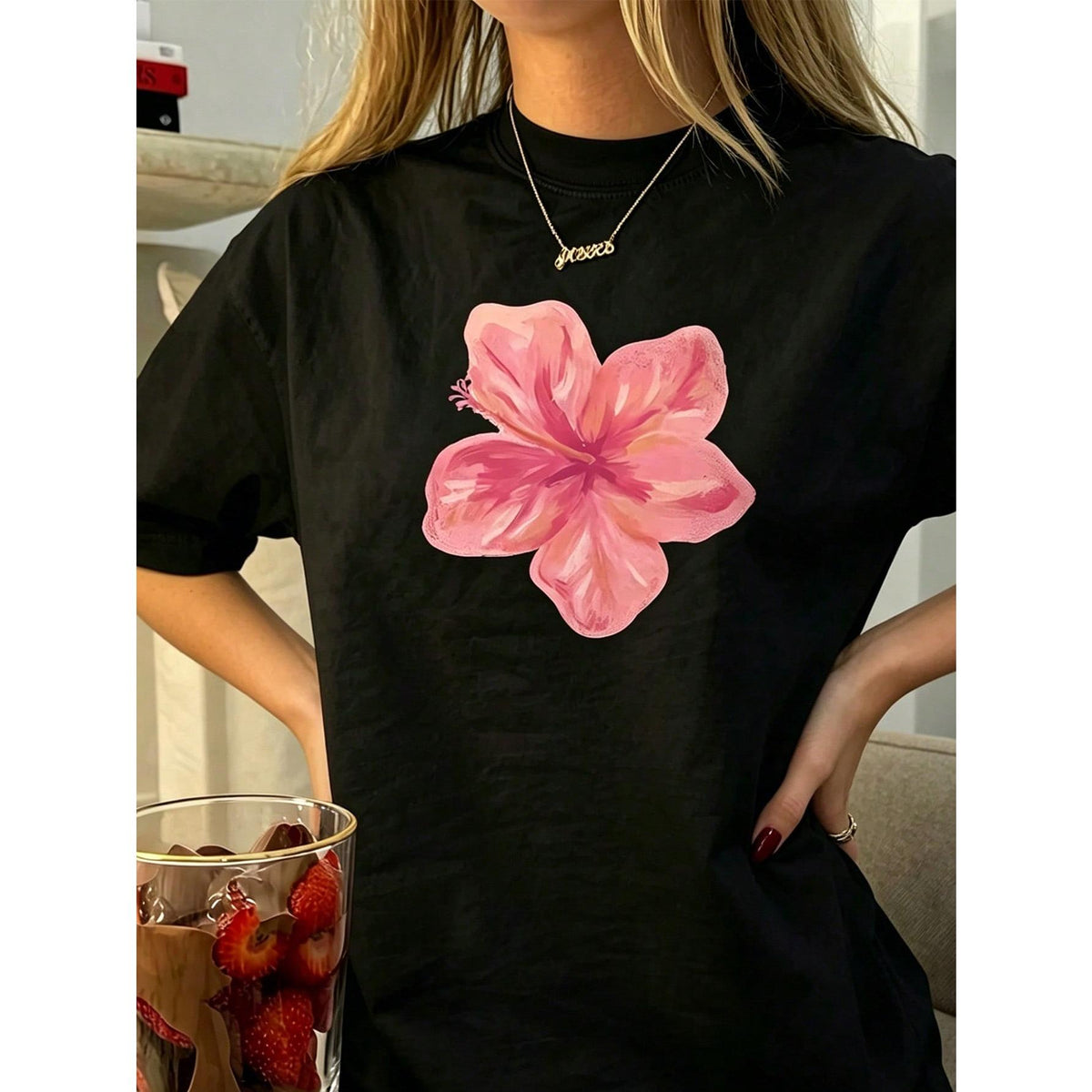 Women's Retro Floral Print Short Sleeve Round Neck T-Shirt product image 6