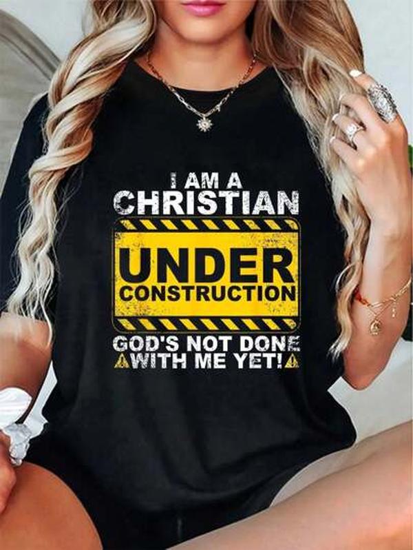 100% Cotton Funny Christian Under Construction Gift product image 1