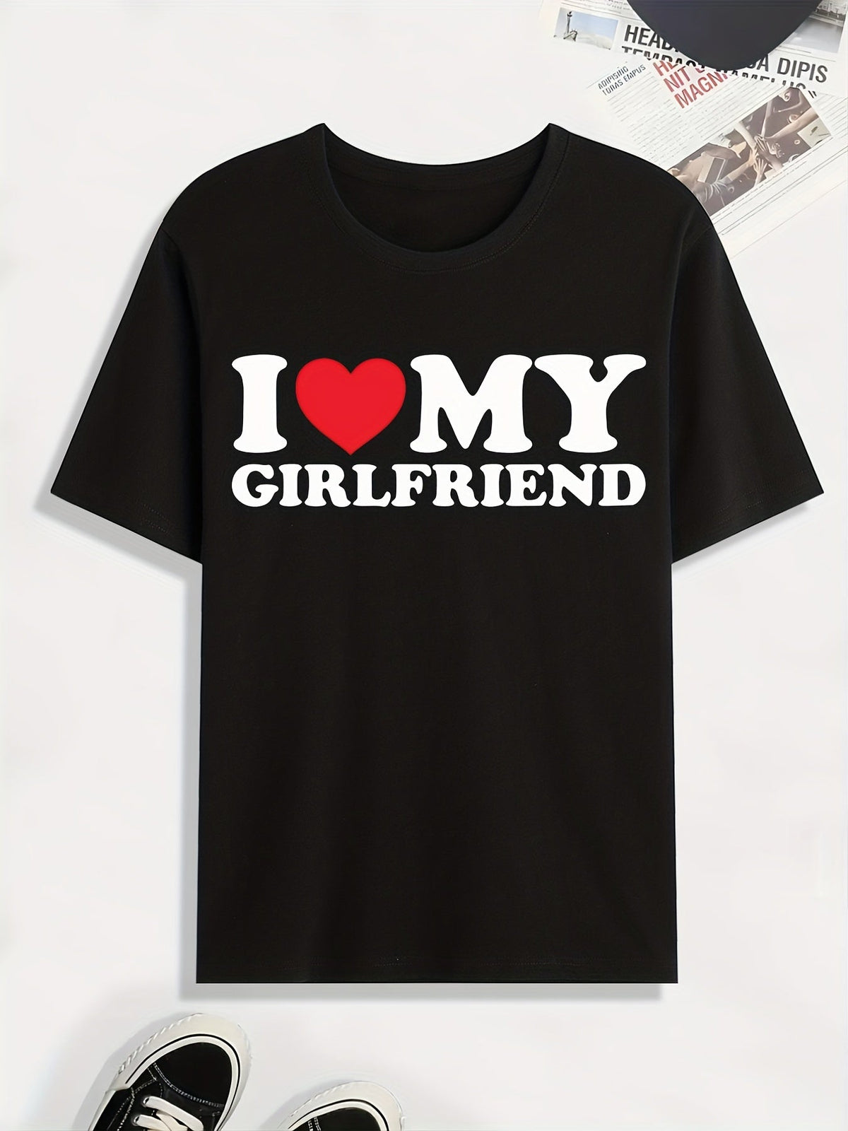 'I Love My Girlfriend' Print T Shirt, Tees For Men, Casual product image 2