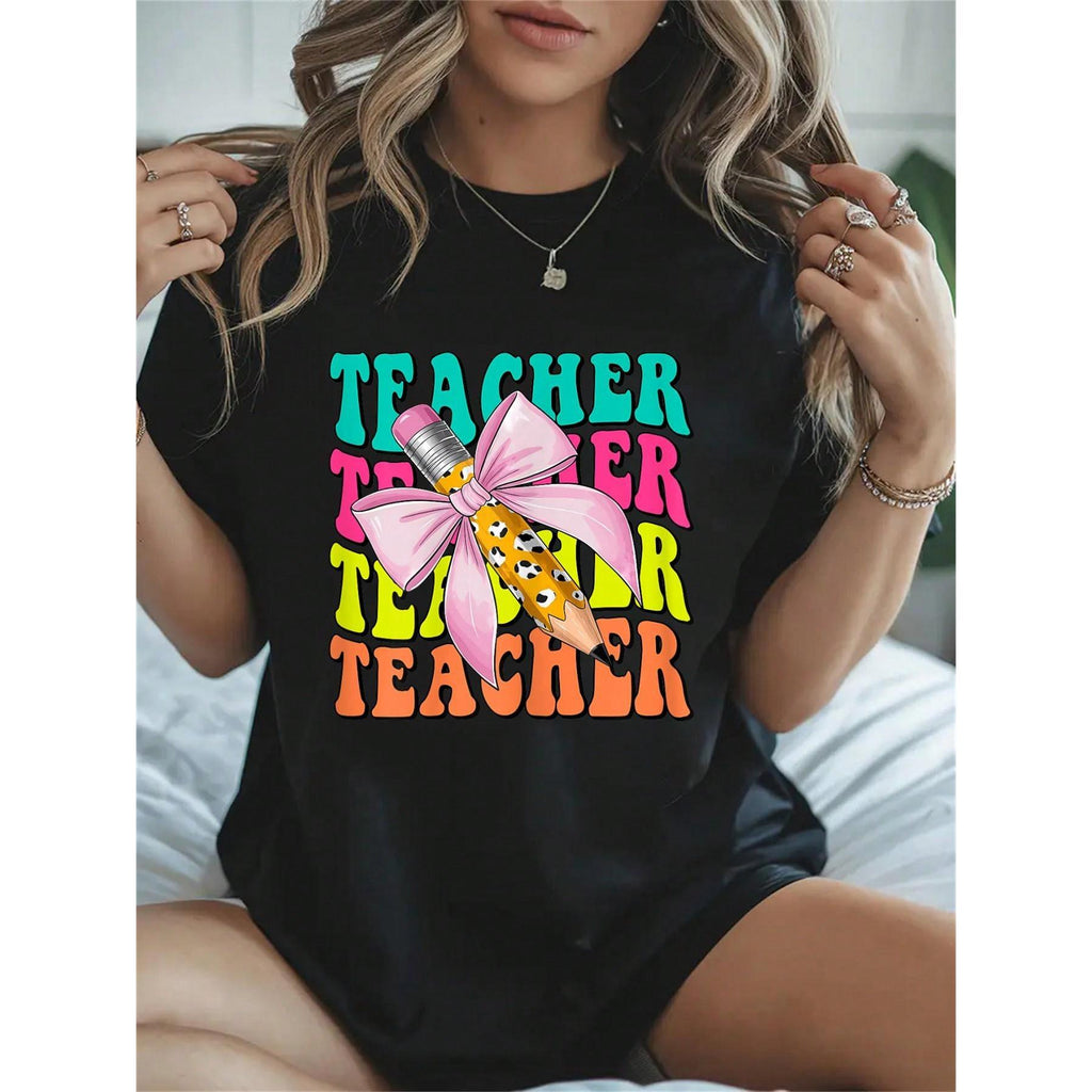 100% Cotton Groovy Teach Coquette Bow Teacher Women Girls product image 14