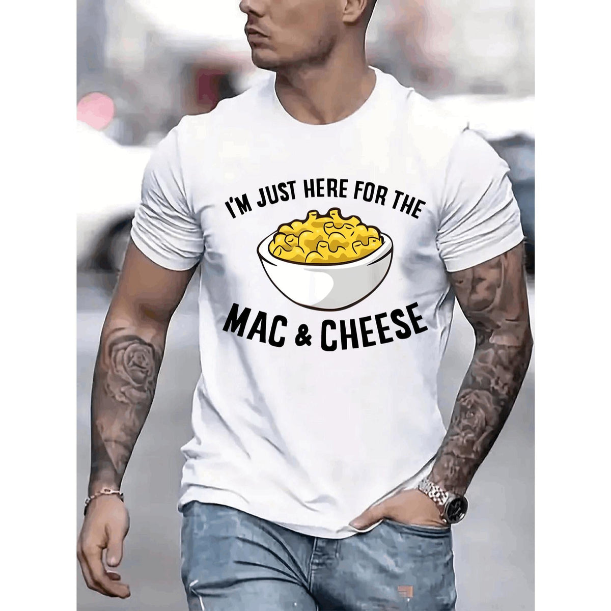 I AM JUST HERE FOR THE AND CHEESE Mens TShirt Comfortable product image 2