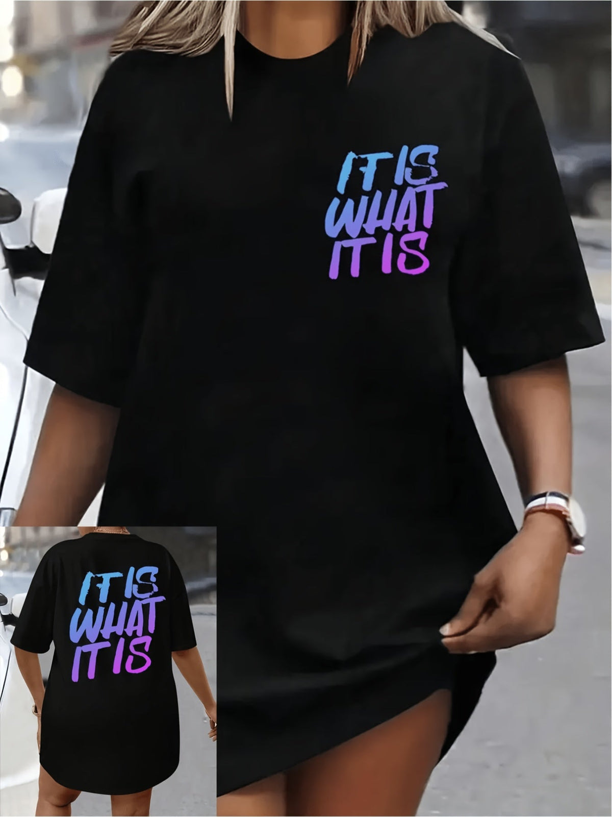 IT IS WHAT IT IS Gradient Print Plus Size Women'S T-Shirt product image 2