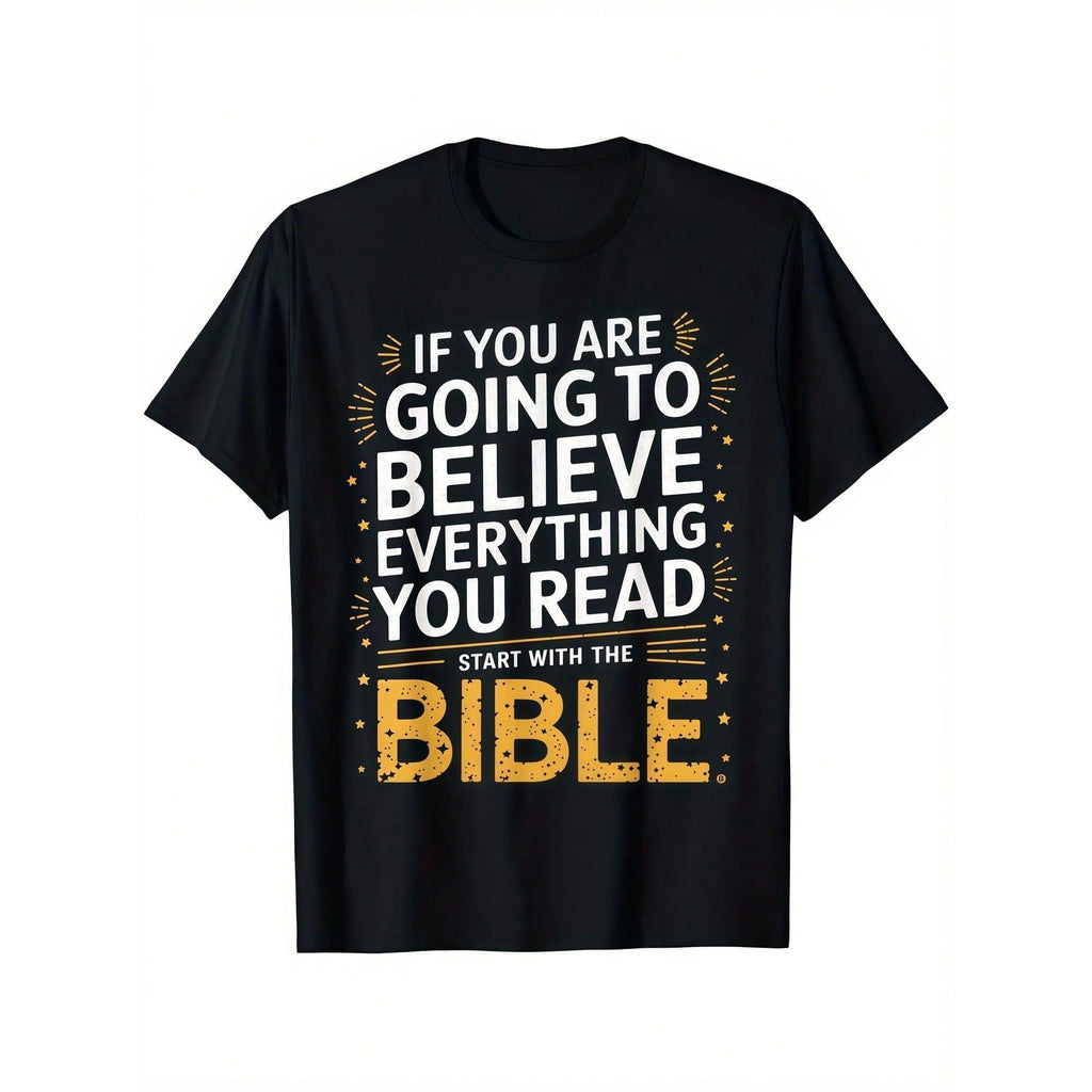 Men's Clothing Bible Text Printed Black Tshirt, Graphic product image 1