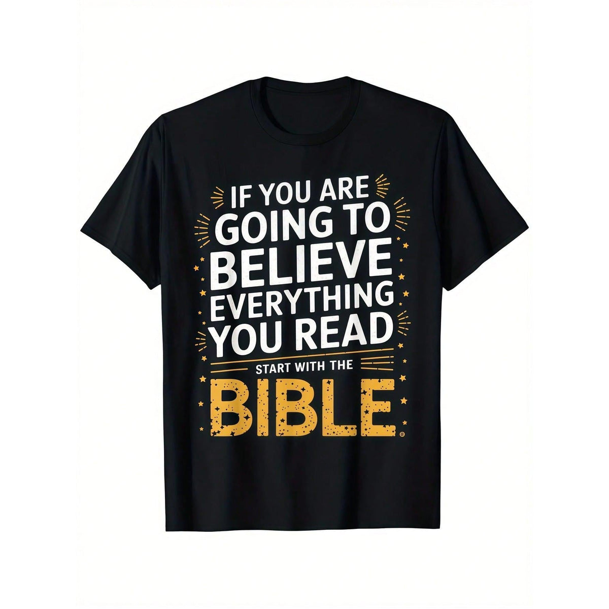 Men's Clothing Bible Text Printed Black Tshirt, Graphic product image 1