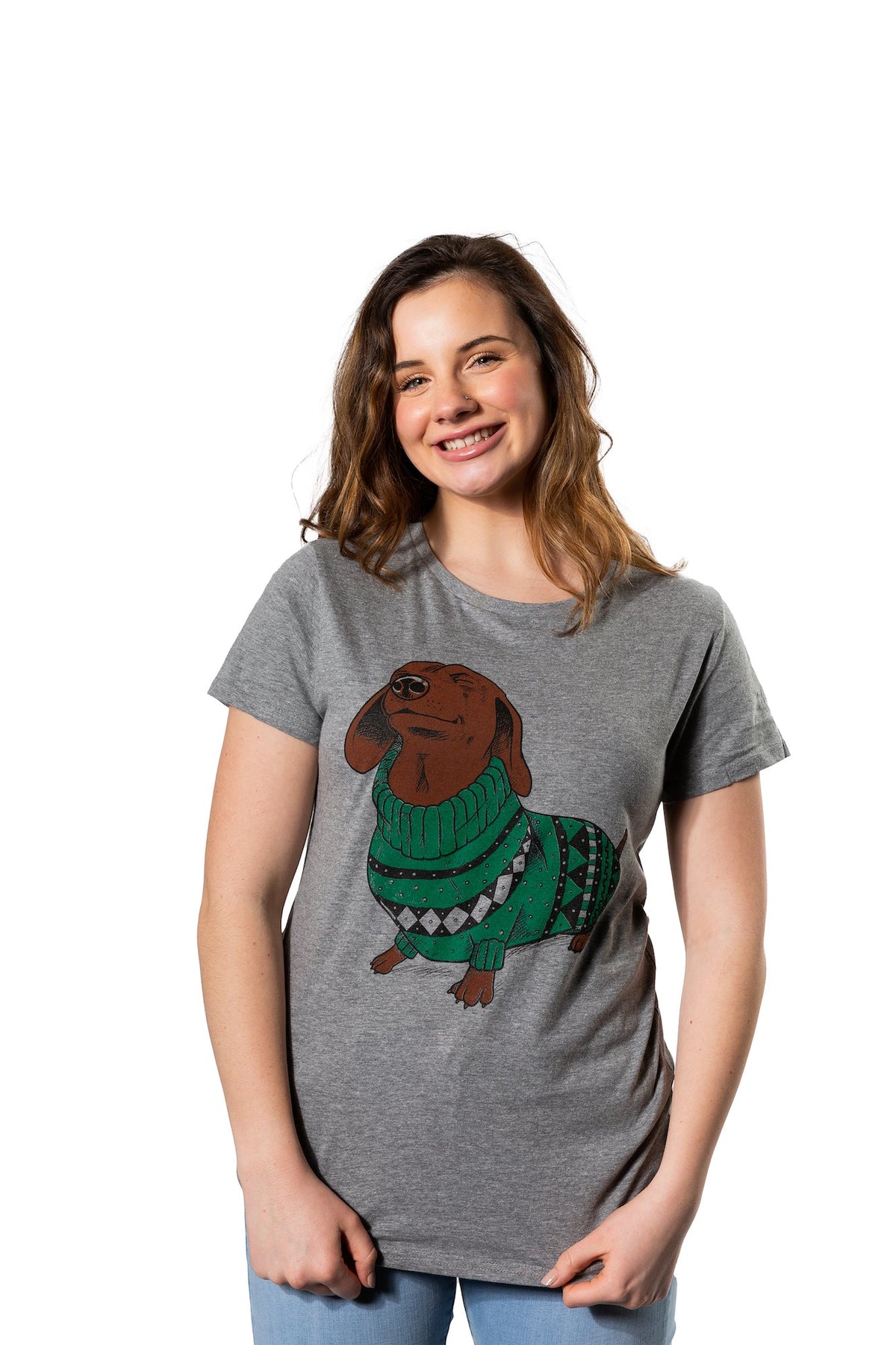Dachshund In Christmas Sweater Women's T Shirt product image 2