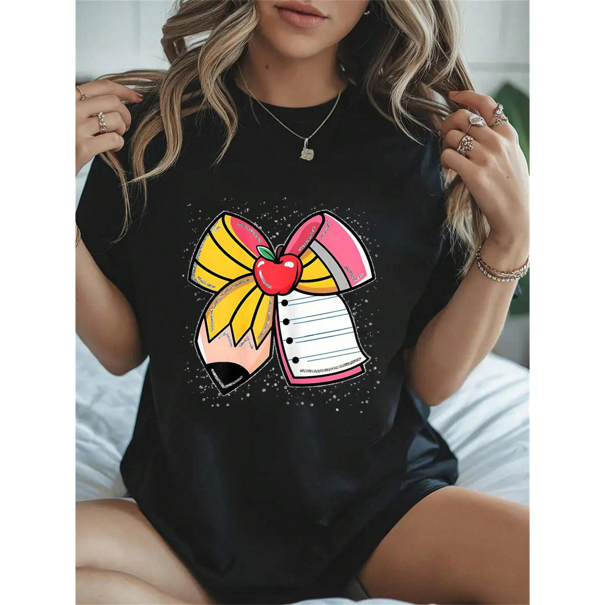 100% Cotton Groovy Teach Coquette Bow Teacher Women Girls product image 13