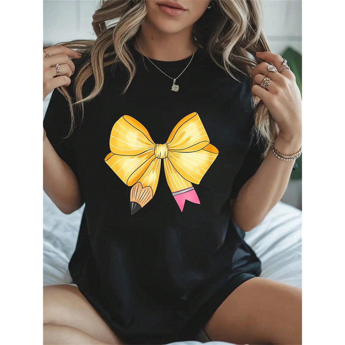 100% Cotton Groovy Teach Coquette Bow Teacher Women Girls product image 11