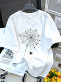 Spider Web T-Shirt Halloween Tee Simple Line Art Graphic Top product image 1