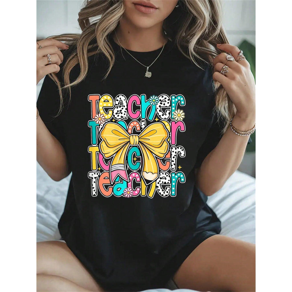 100% Cotton Groovy Teach Coquette Bow Teacher Women Girls product image 10