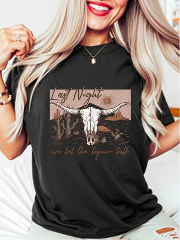 "100% Cotton Unisex Black T-Shirt With Western-Themed 'Last product image 1