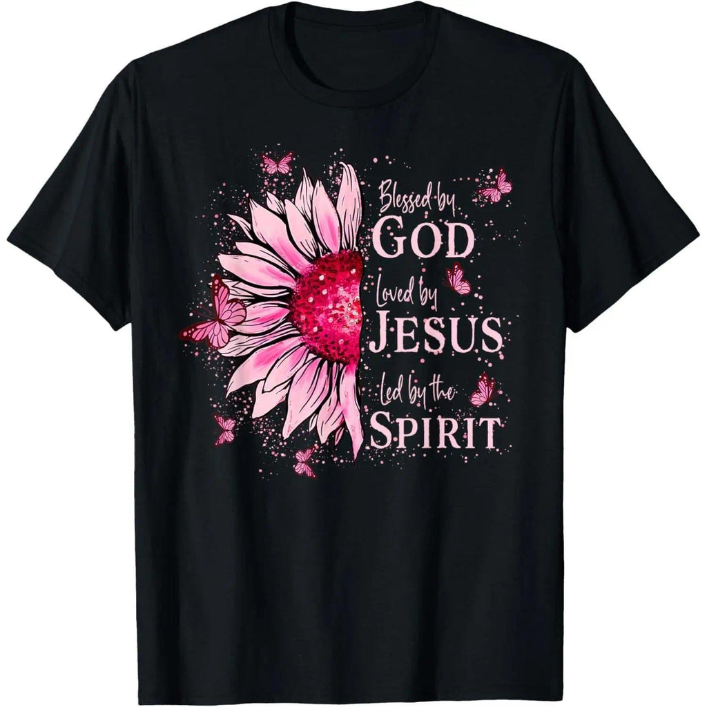 Blessed By God Loved By Jesus Pink Sunflower Butterfly product image 1