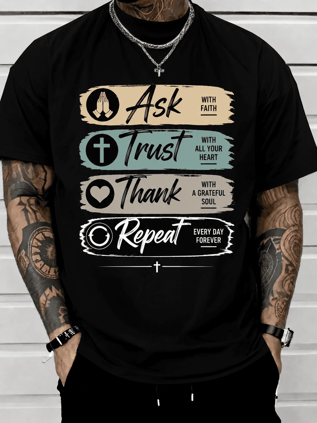 Faith Based Inspirational T-Shirt for Men – Ask, Trust product image 1