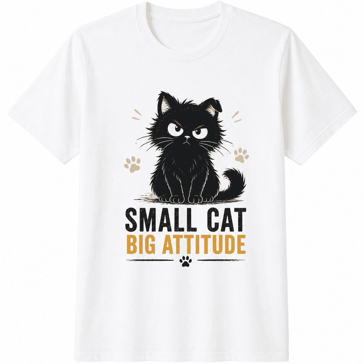 Funny Cat T-Shirt, Small Big Attitude Graphic Tee for Men product image 1