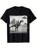 Men's Funny UFO Alien Riding T-Rex Dinosaur Egyptian product image 1