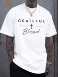 Men's Grateful Blessed Graphic T Shirt, Faith Cross Print product image 1