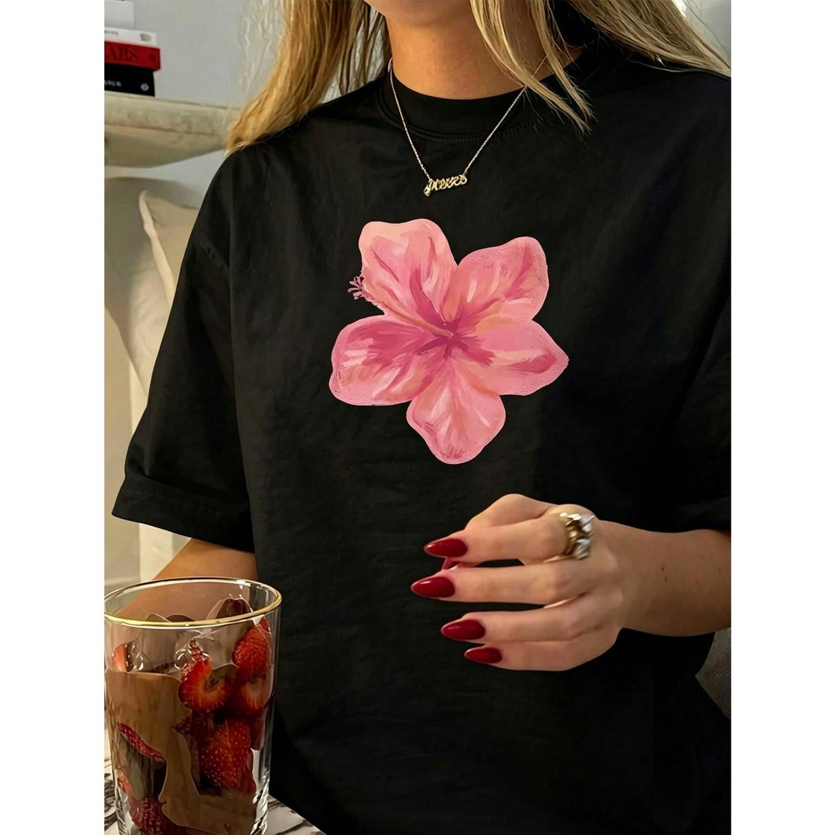 Women's Retro Floral Print Short Sleeve Round Neck T-Shirt product image 11