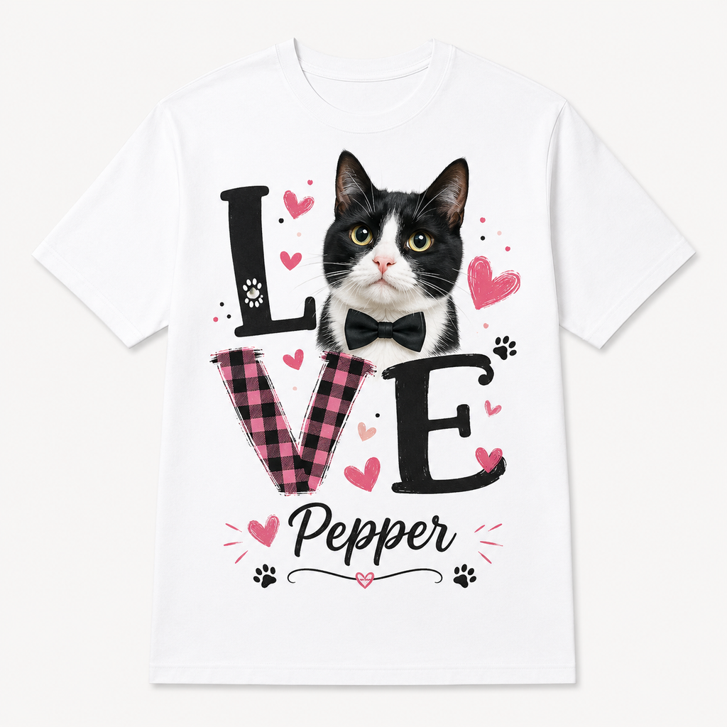Custom Pet Photo T-Shirt Personalized Dog Cat Graphic Tee-05 product image 1