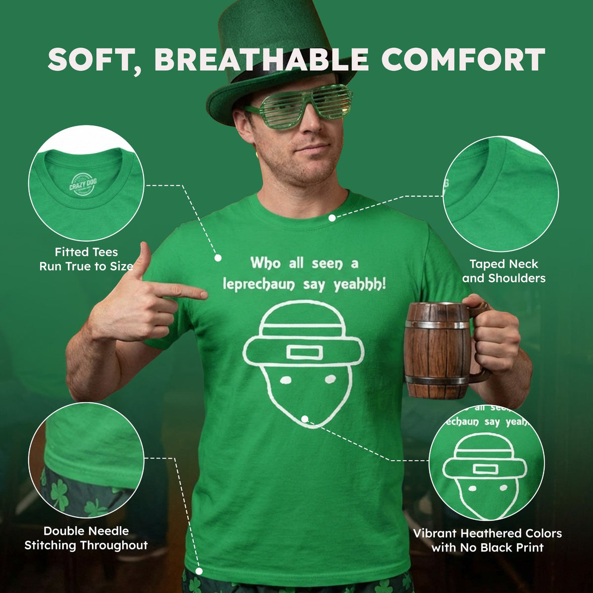 Who All Seen A Leprechaun Men's T Shirt product image 5