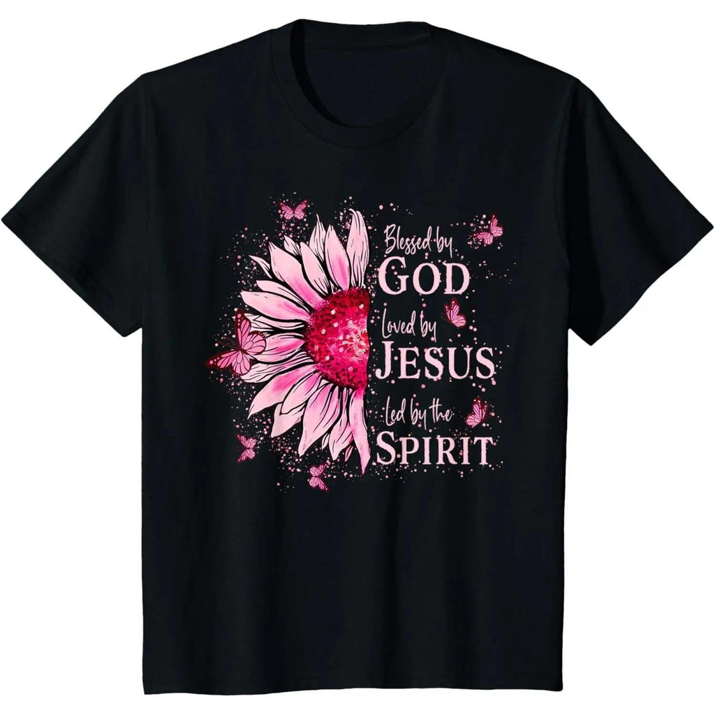 Blessed By God Loved By Jesus Pink Sunflower Butterfly product image 8
