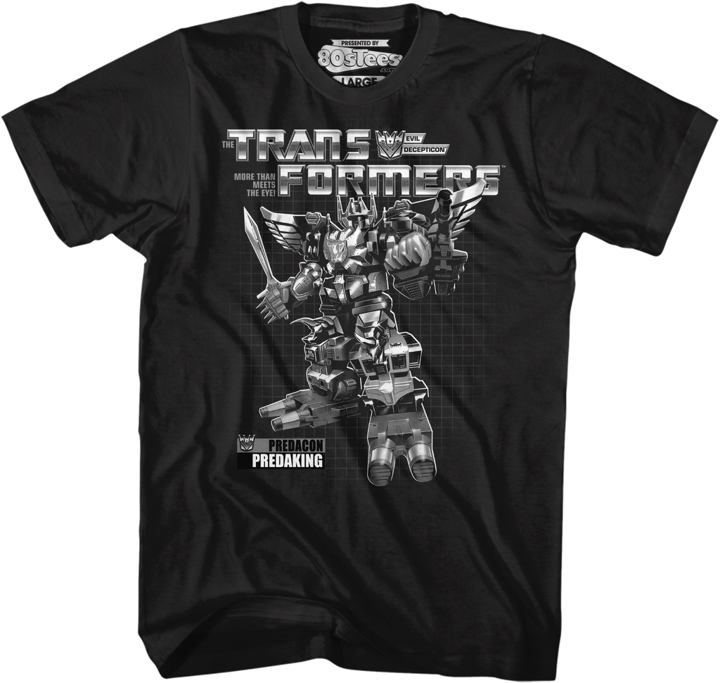 Black and White Box Art Predaking Transformers T-Shirt product image 1
