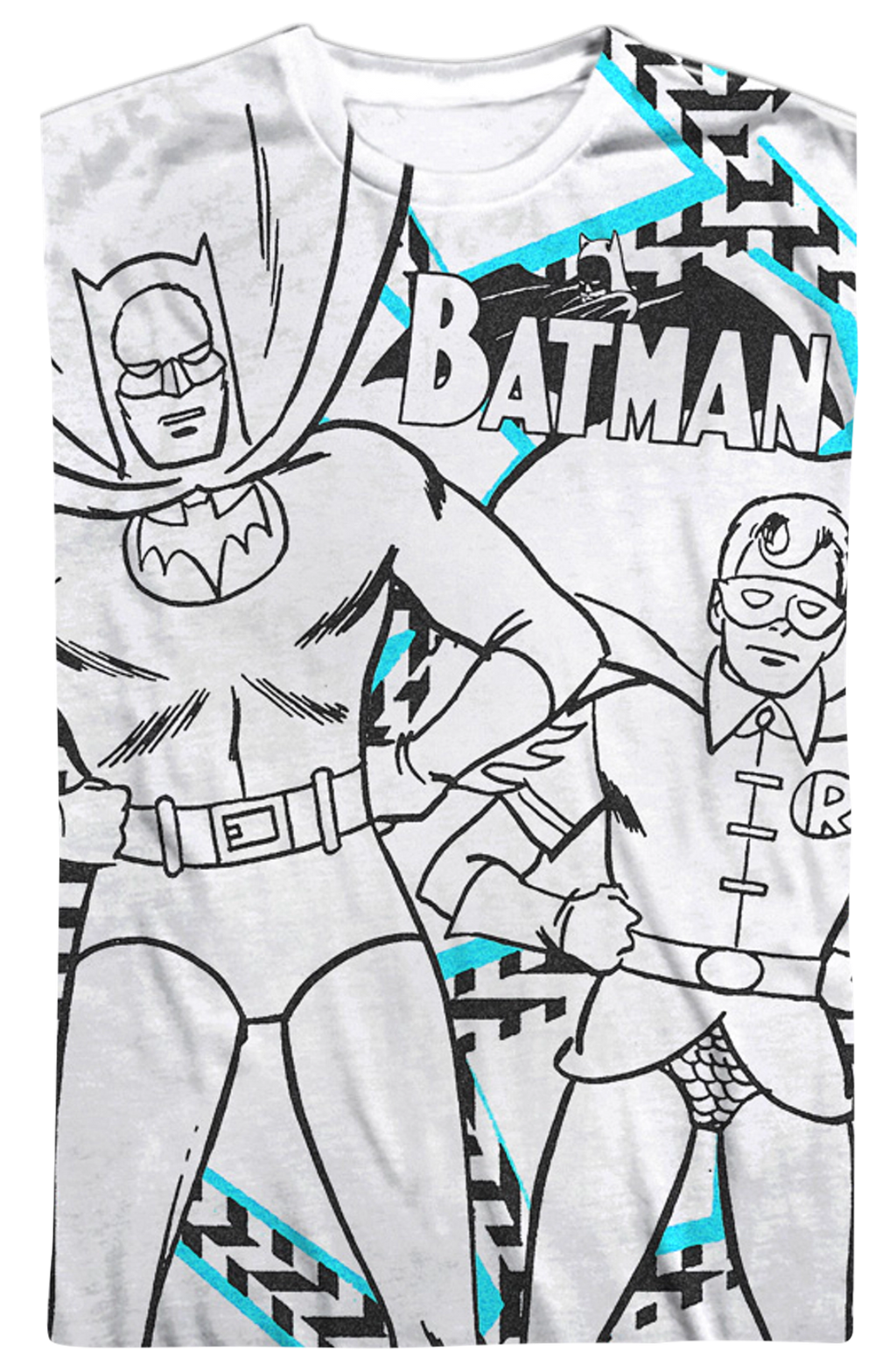 Black and White Sketch Batman Robin T-Shirt product image 2