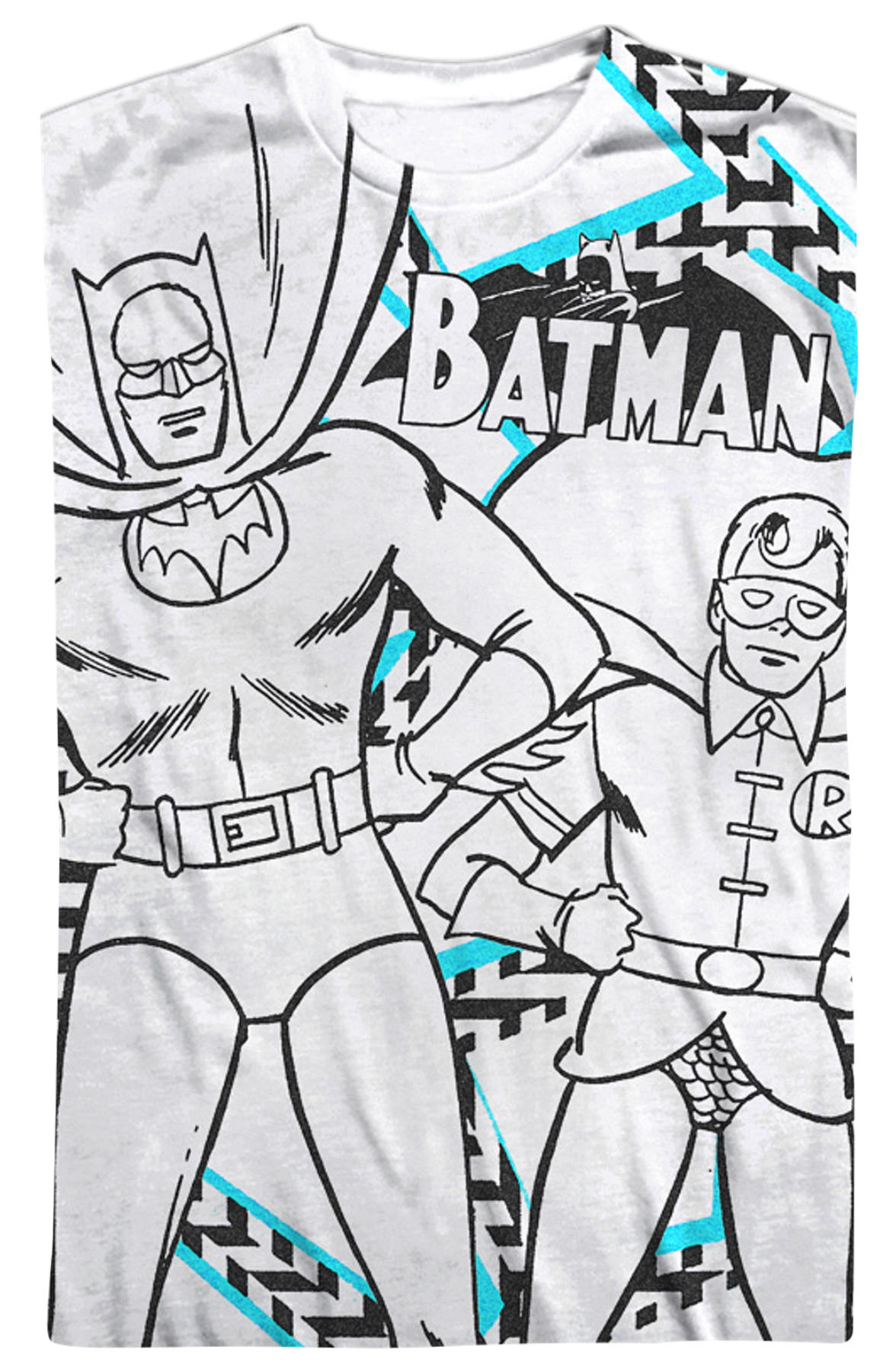Black and White Sketch Batman Robin T-Shirt product image 2