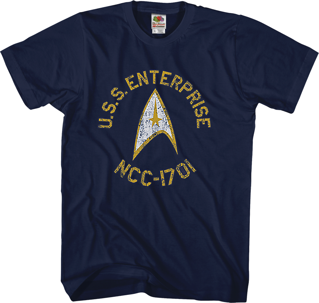 Blue Distressed USS Enterprise Star Trek T-Shirt product image 1