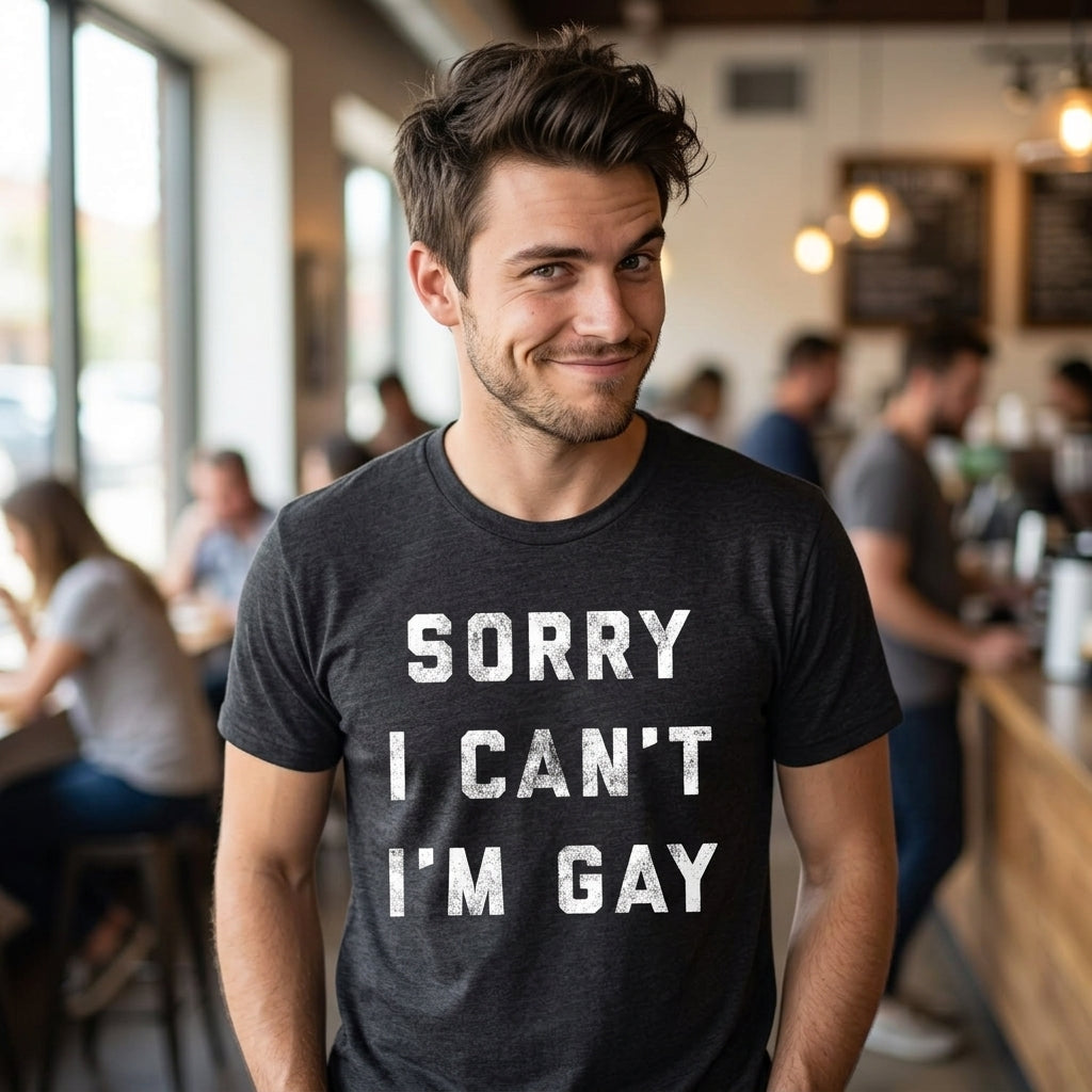 Sorry I Can't I'm Gay Men's T Shirt product image 2