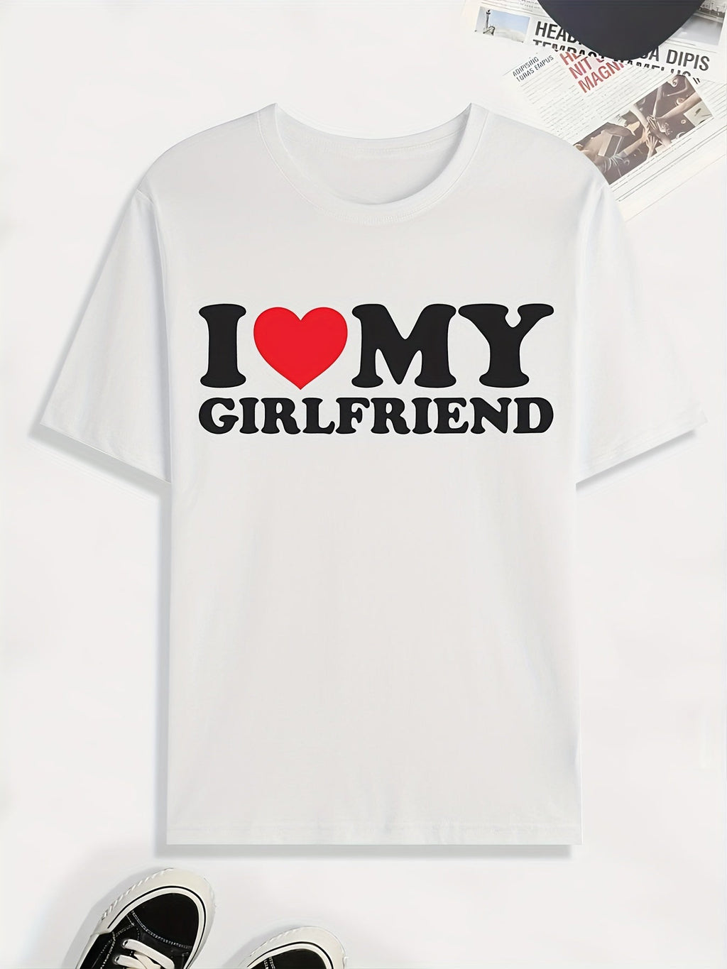 'I Love My Girlfriend' Print T Shirt, Tees For Men, Casual product image 3