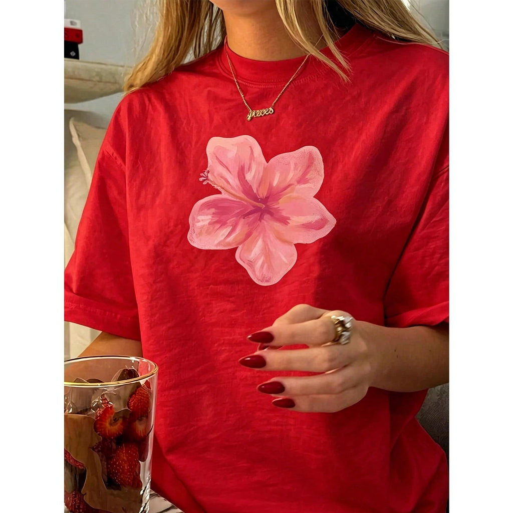 Women's Retro Floral Print Short Sleeve Round Neck T-Shirt product image 12