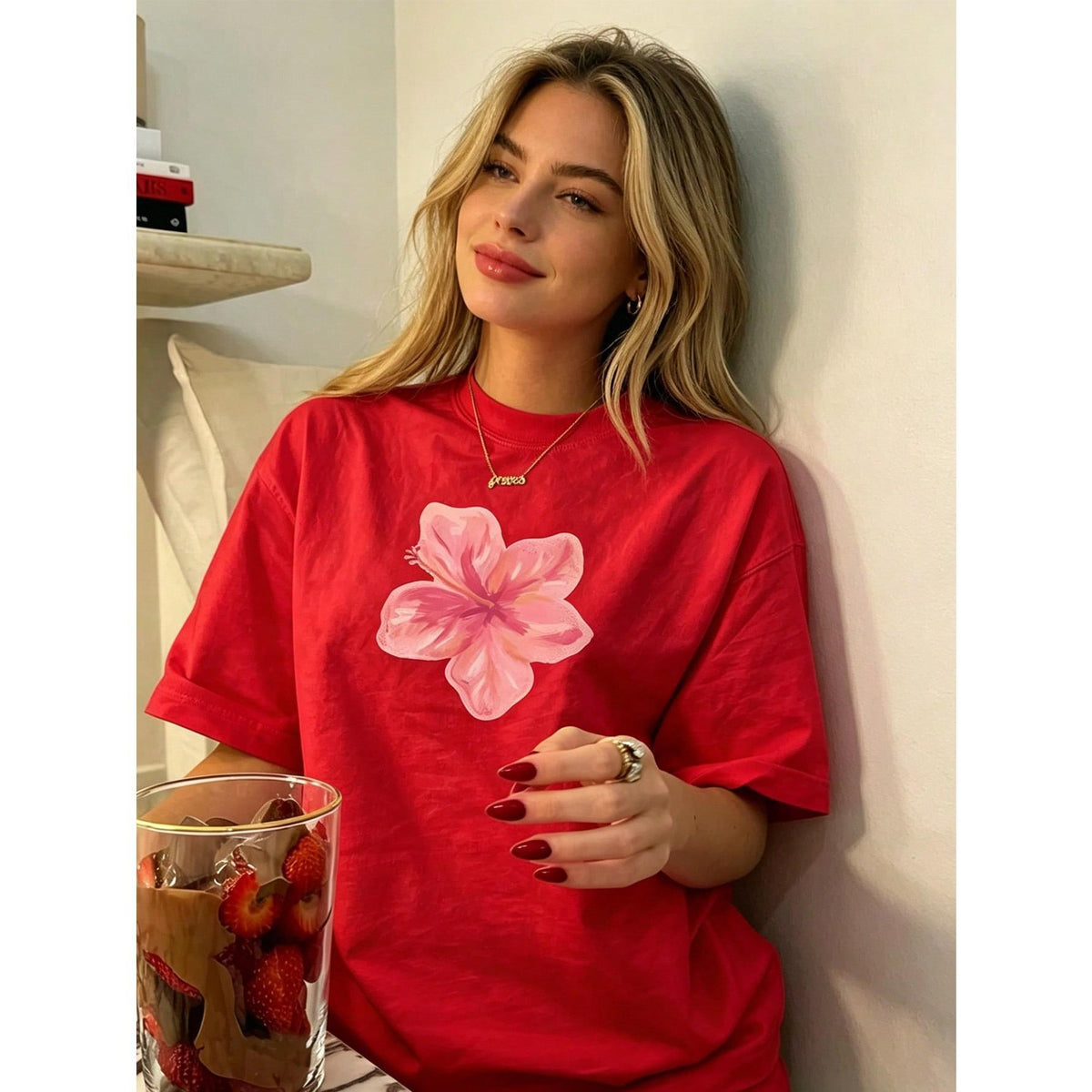 Women's Retro Floral Print Short Sleeve Round Neck T-Shirt product image 1