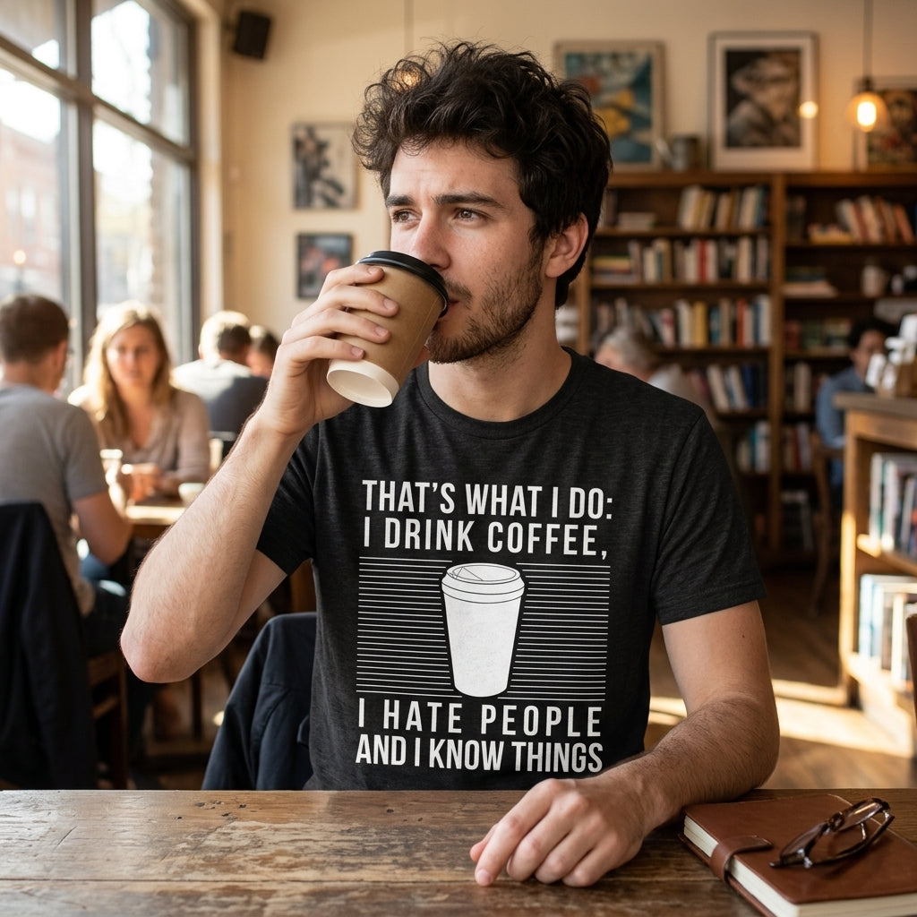 I Drink Coffee I Hate People And I Know Things Men's T Shirt product image 2
