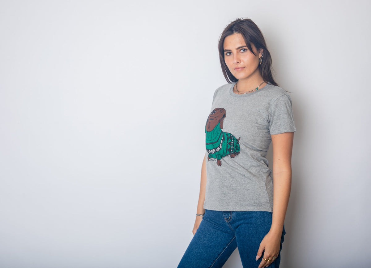 Dachshund In Christmas Sweater Women's T Shirt product image 4