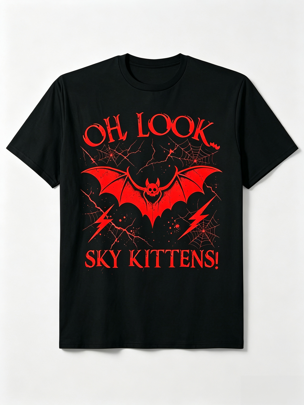 Oh Look Sky Kittens T-Shirt Funny Bat Lover Gothic Tee product image 9