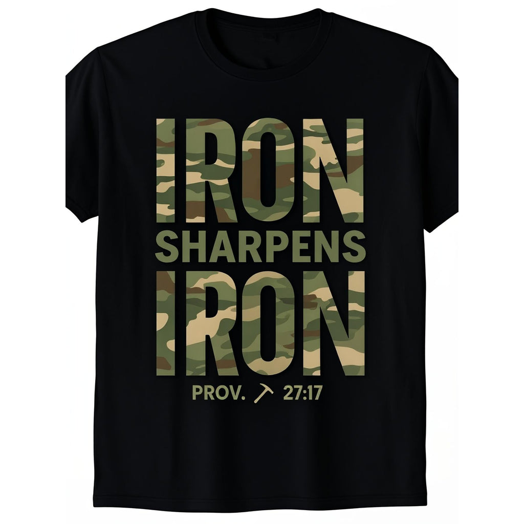“Iron Sharpens Camo Faith Tee – Christian Workout Shirt for product image 6