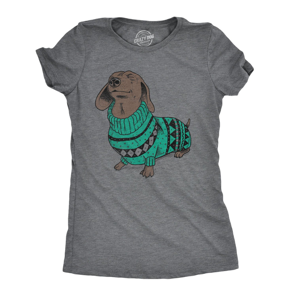 Dachshund In Christmas Sweater Women's T Shirt product image 6