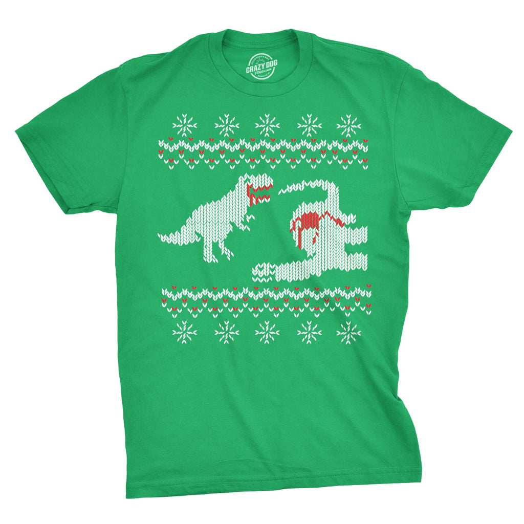 T-Rex Dinosaur Snack Ugly Christmas Sweater Men's T Shirt product image 1