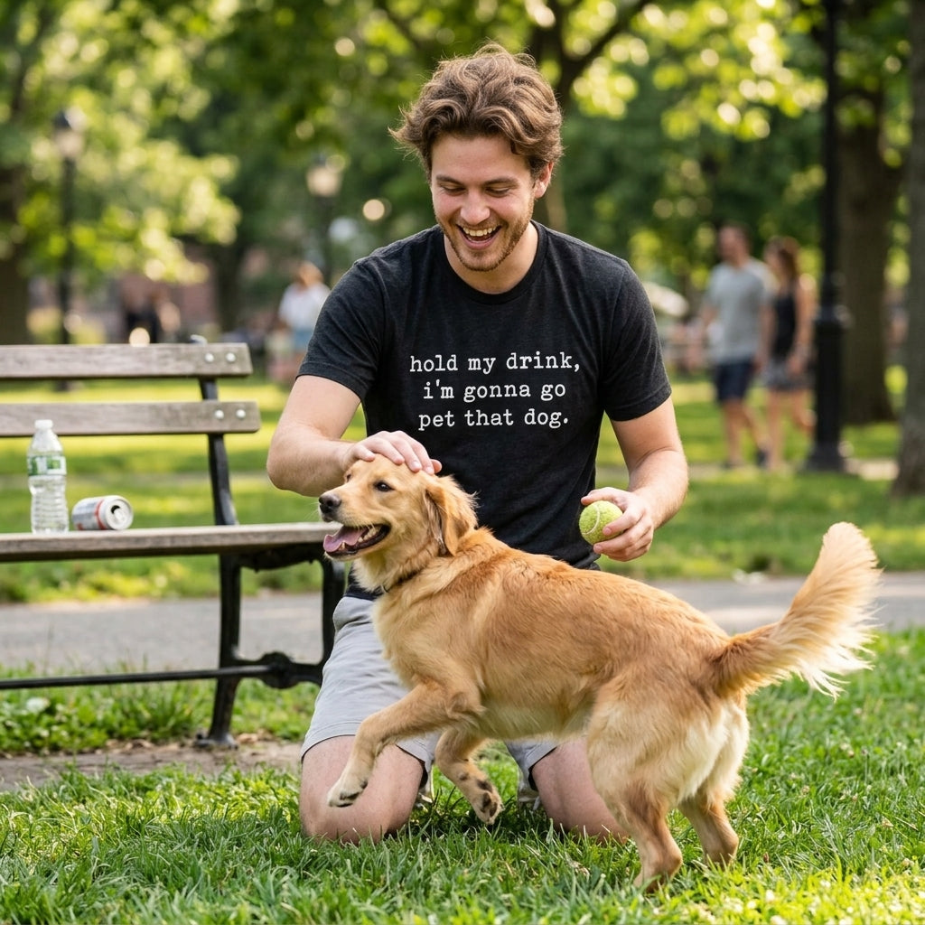Hold My Drink I'm Gonna Go Pet That Dog Men's T Shirt product image 2