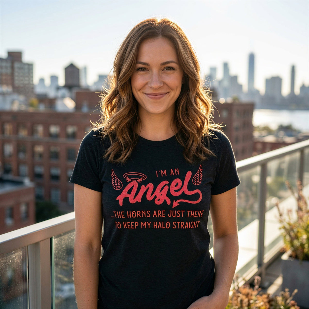 The Horns Are Just There To Keep My Halo Straight Women's T product image 2