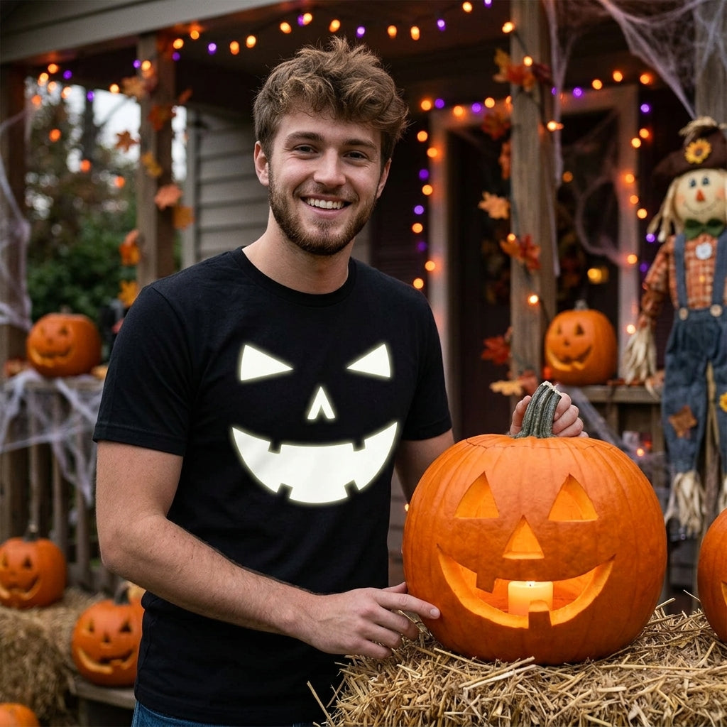 Happy Tooth Glowing Pumpkin Face Men's T Shirt product image 2