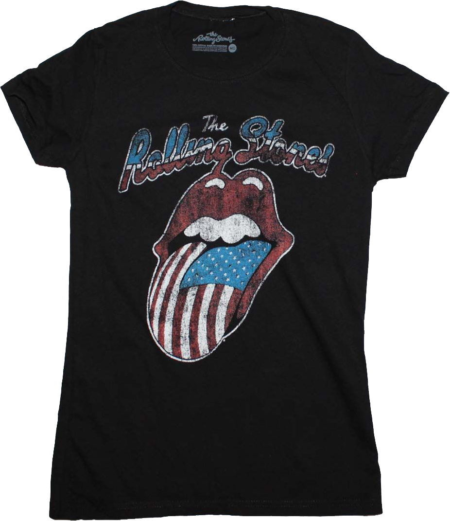 Ladies American Flag Tongue Rolling Stones Shirt product image 1