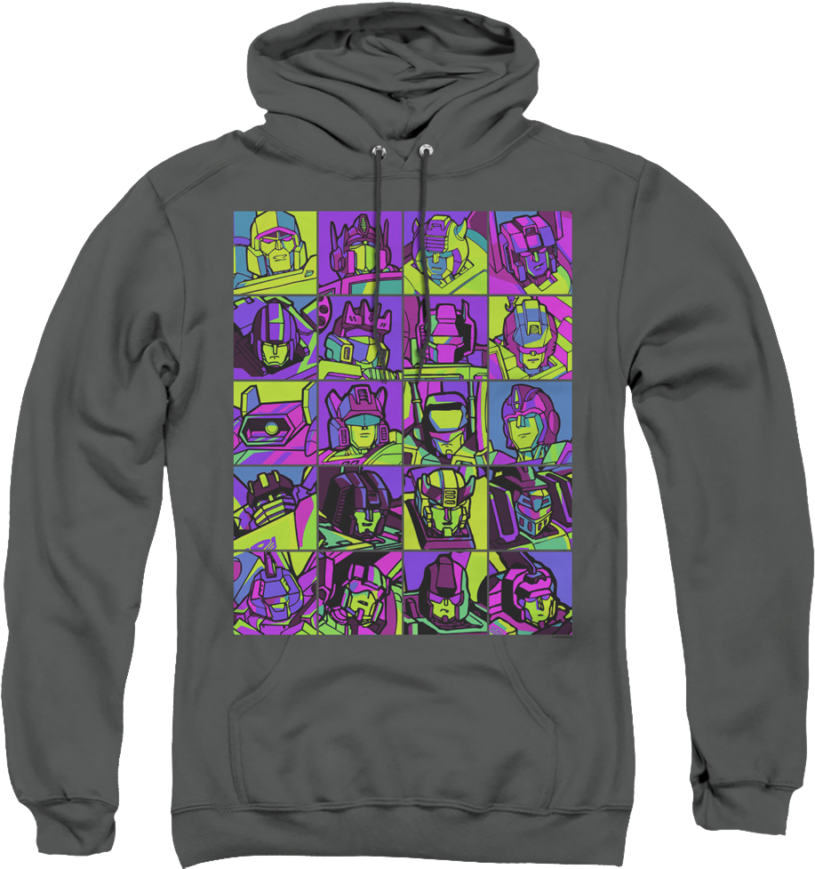 Neon Pop Art Robot Collage Transformers Hoodie product image 1