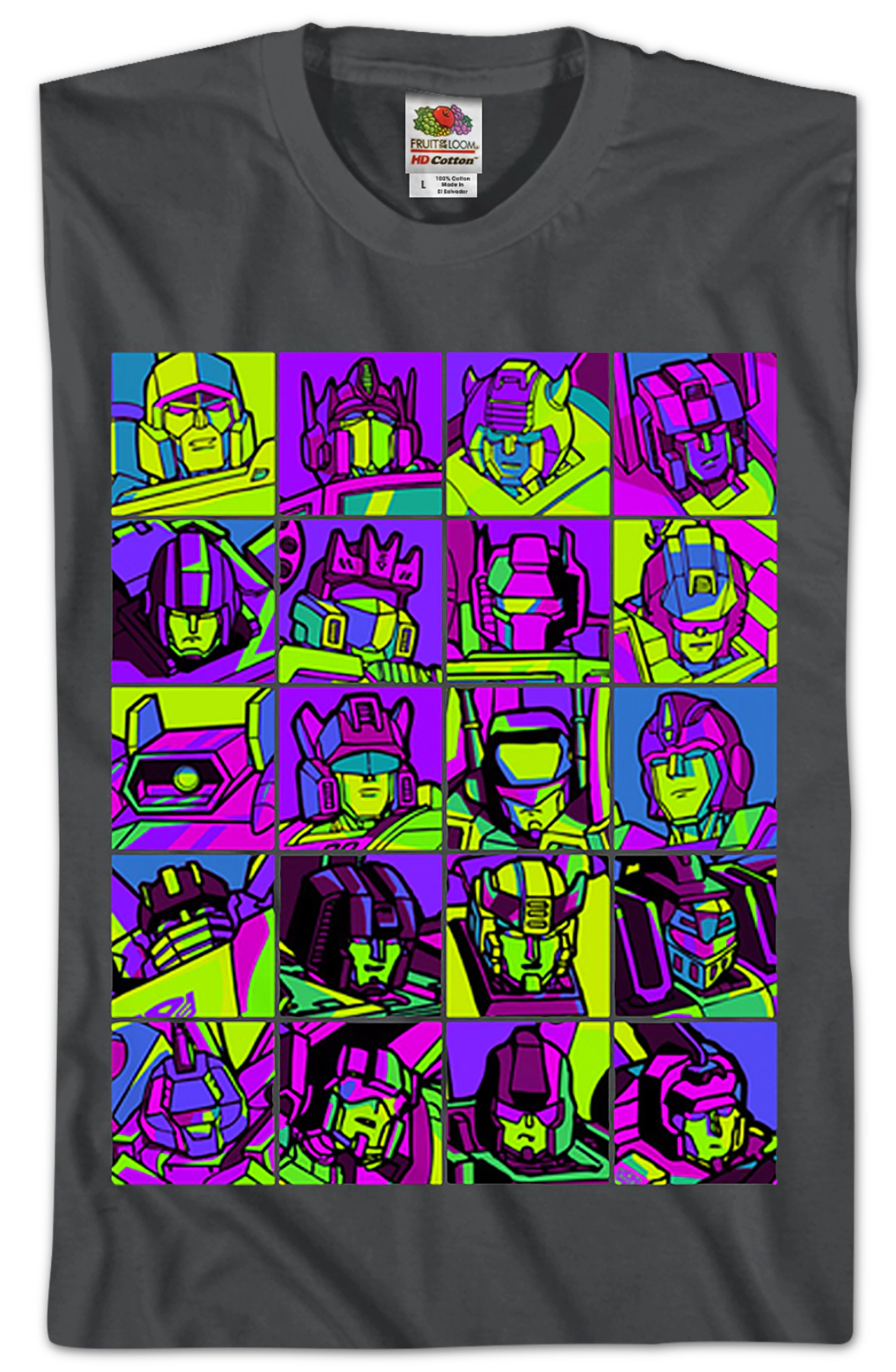 Neon Pop Art Robot Collage Transformers T-Shirt product image 2