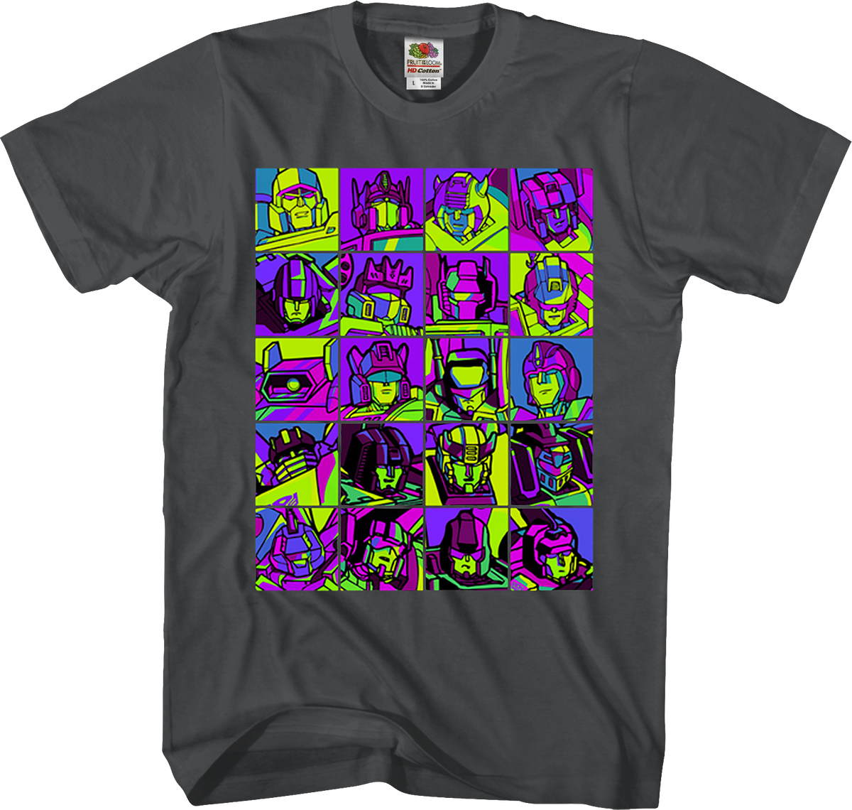 Neon Pop Art Robot Collage Transformers T-Shirt product image 1