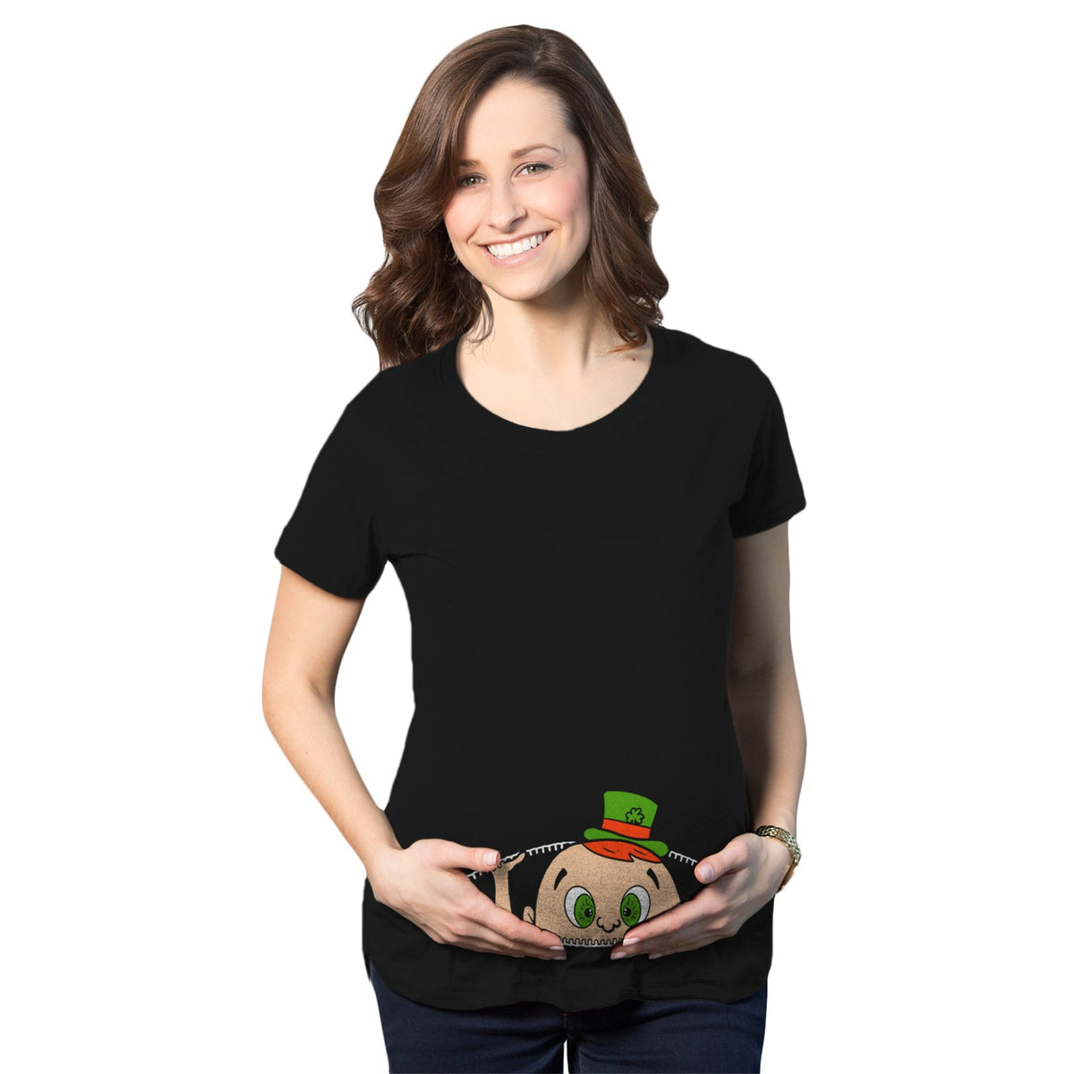 Peeking St. Pattie's Day Baby Maternity T Shirt product image 3