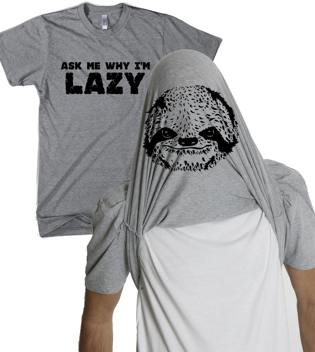Ask Me Why I'm Lazy Sloth Flip Men's T Shirt product image 5